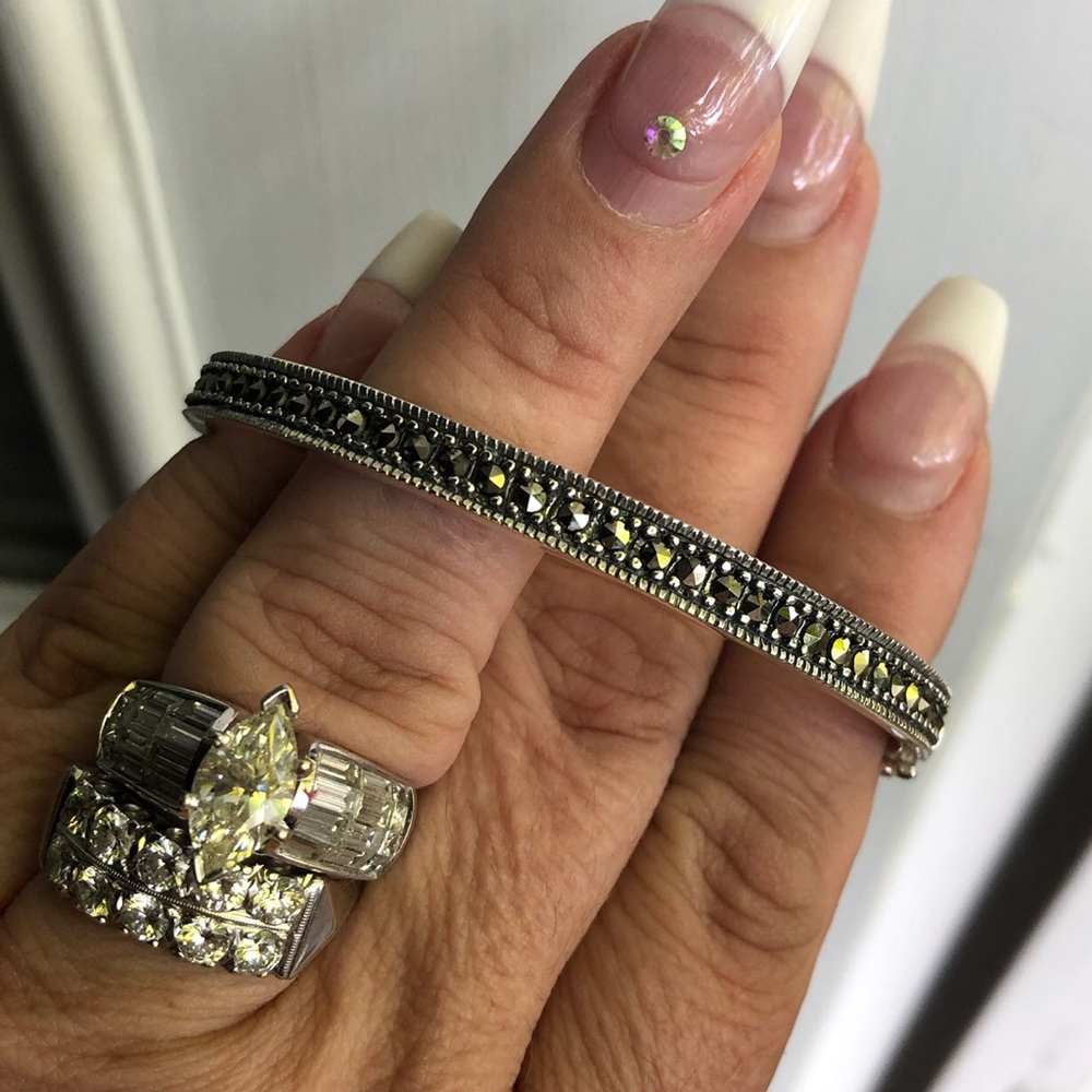 .925 sterling silver oval marcasite bracelet